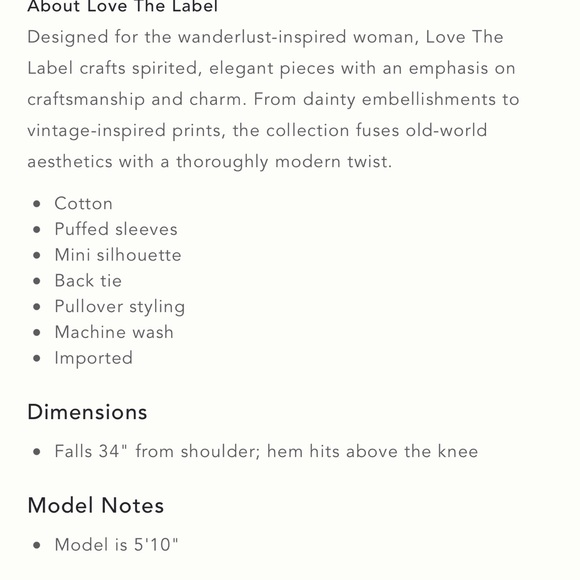 Anthropologie Love the Label Puff Sleeve mini dress 👗 - Picture 5 of 5